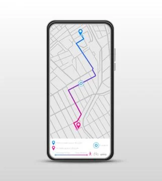 Mobile navigation. GPS navigator, route map application. Search destination 스톡 일러스트