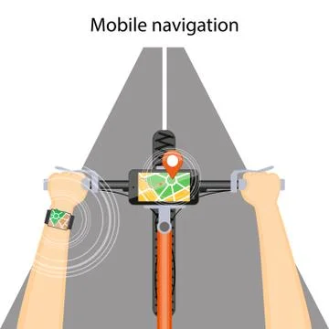 Mobile navigation in the mobile phone and smart watch Stock Illustration