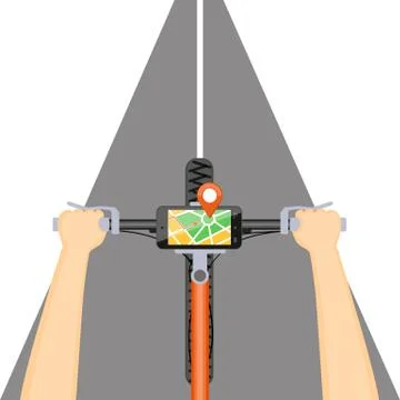 Mobile navigation in the mobile phone on the handlebar Stock Illustration