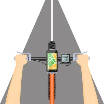 Mobile navigation in the mobile phone on the handlebar Stock Illustration