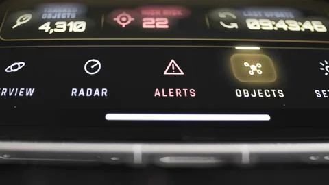 Mobile navigation opens objects catalog and alerts Stock-Fotos