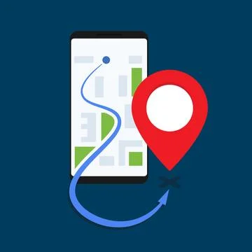 Mobile navigation path to destination pin イラスト素材