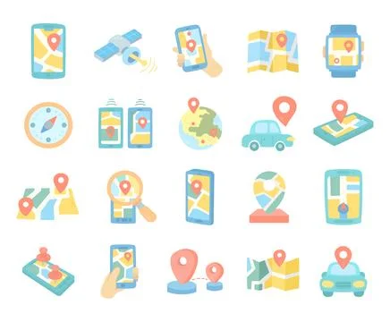 Mobile navigation set in scandinavian style Stock Illustration