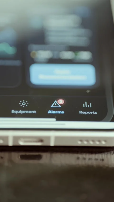 Mobile Navigation Tabs For Equipment Alarms And Reports 4K Stock Footage 341358075