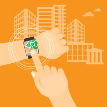 Mobile navigator on the smart watch Stock Illustration