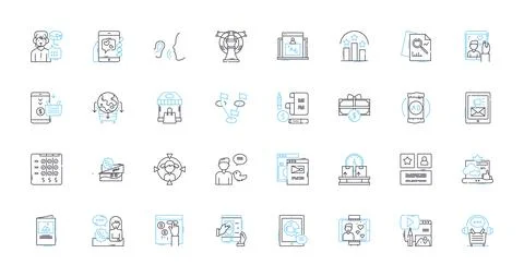 Mobile nerking linear icons set. Wi-Fi, LTE, Hotspot, Signal, Roaming, G, Data Stock Illustration