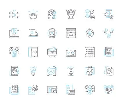 Mobile nerking linear icons set. Wi-Fi, LTE, Hotspot, Signal, Roaming, G, Data Stock Illustration
