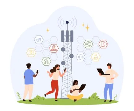 Mobile Network Communication Concept Vector Illustration イラスト素材