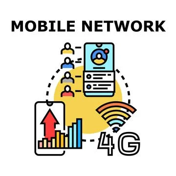 Mobile network connectivity 4g technology communicating digital concept Stock Illustration