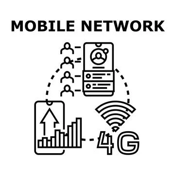 Mobile network connectivity 4g technology communicating digital concept Stock Illustration