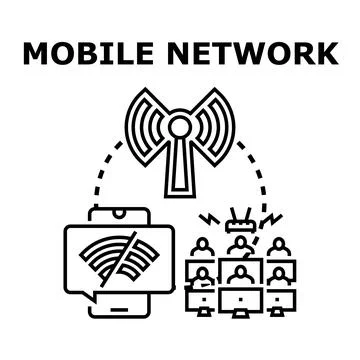 Mobile network connectivity issue causing communication problems Stock Illustration