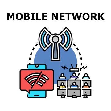 Mobile network connectivity issue causing communication problems Stock Illustration