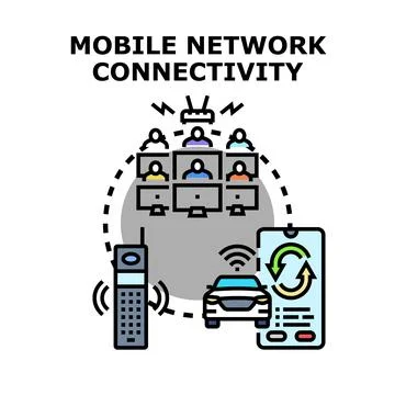 Mobile network connectivity linking people and devices concepts Stock Illustration