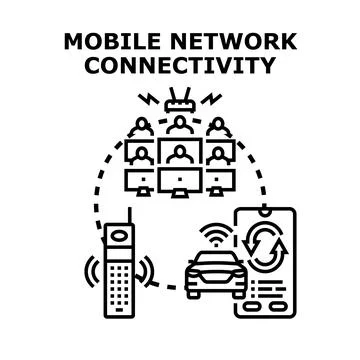 Mobile network connectivity linking people and devices concepts Stock Illustration