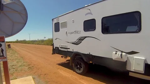 Mobile network hotspot in a deserted outback Australian desert. Stock Footage 98902600