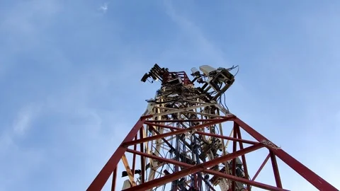 Mobile network tower in daylight providing internet connectivity Stock Footage 331582083