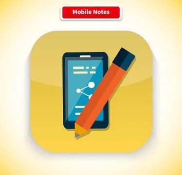 Mobile Notes App Icon Flat Style Design Stock Illustration