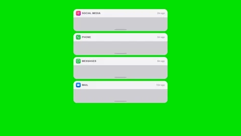 Mobile notification banners appearing on green screen background. 4K Stock Footage 344846380