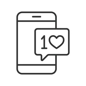 Mobile like notification, icon in line design. smartphone, heart, alert, like Illustrazione stock