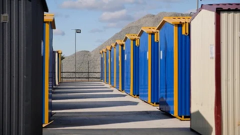 Mobile office buildings or container site office for construction site. Stock Footage 120820852