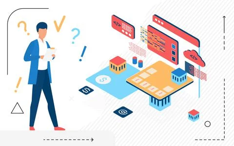 Mobile online banking application development Stock Illustration