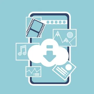 Mobile online cloud synchronization application interface digital media music Stock Illustration