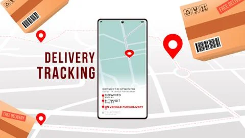 Mobile online delivery tracking concept online order delivery Stock Illustration