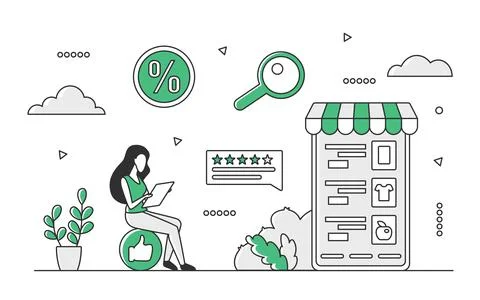 Mobile online shopping application 스톡 일러스트