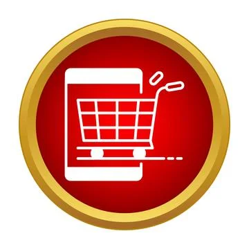 Mobile online shopping cart e commerce application icon Stock Illustration