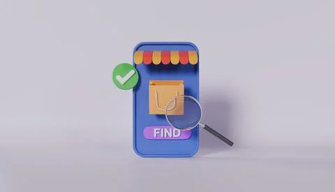 Mobile Online Shopping with find product Stock Illustration