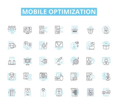 Mobile optimization linear icons set. Responsiveness, Compatibility イラスト素材