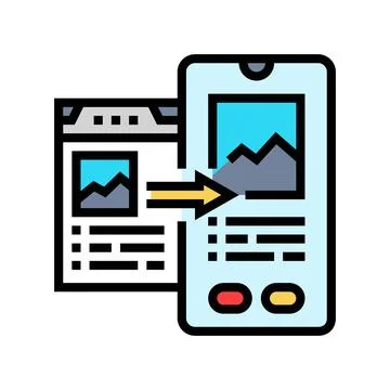 Mobile optimization seo color icon vector illustration Stock Illustration