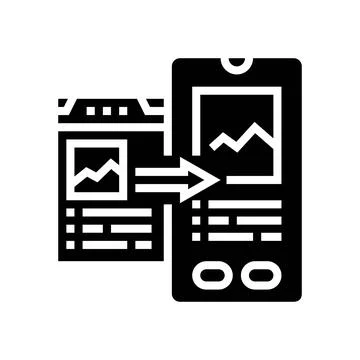 Mobile optimization seo glyph icon vector illustration Illustrazione stock