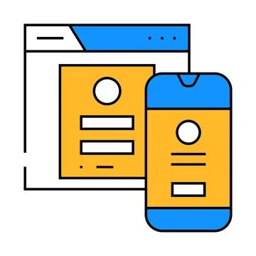 Mobile optimization seo icon color illustration Stock Illustration