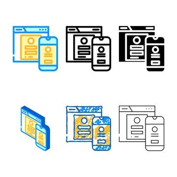 Mobile optimization styles seo color icon vector Stock Illustration