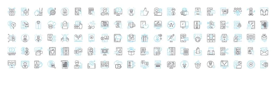 Mobile optimization vector line icons set. Mobile, optimization, responsiveness Stockillustratie