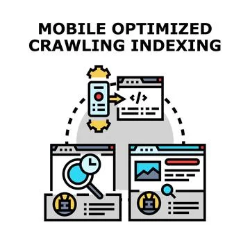 Mobile optimized content crawling and search engine indexing イラスト素材