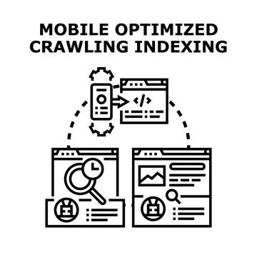 Mobile optimized content crawling and search engine indexing 库存插图