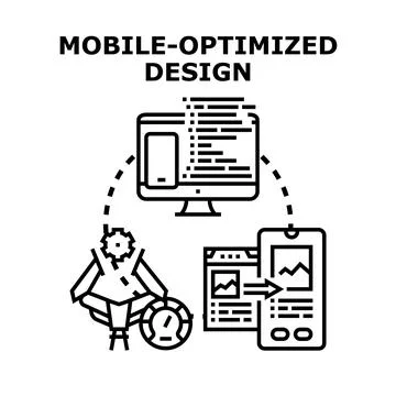 Mobile optimized design adapting interface for devices Stock Illustration