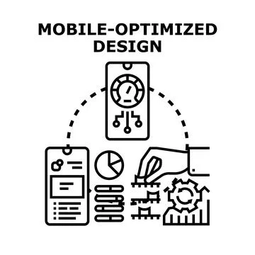 Mobile optimized design concept creating responsive application interface Stock Illustration