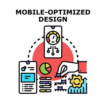 Mobile optimized design concept creating responsive application interface Stock Illustration