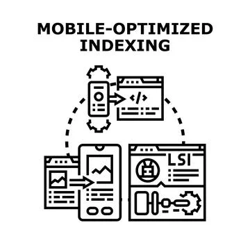 Mobile optimized indexing concept for website analytics Stock Illustration