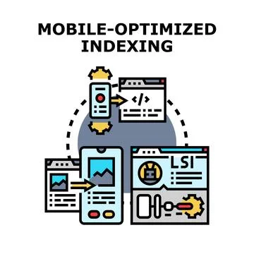 Mobile optimized indexing concept for website analytics Stock Illustration