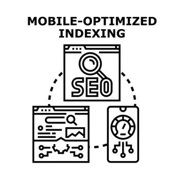 Mobile optimized indexing search engine optimization concept Stockillustratie