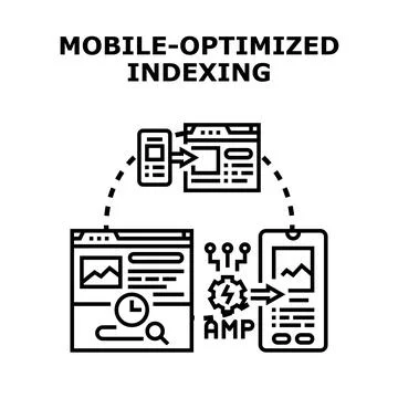 Mobile optimized web indexing for fast browsing Stock Illustration