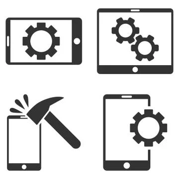 Mobile Options Vector Flat Icon Set Stock Illustration