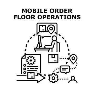 Mobile order floor operations process concept vector Stock Illustration