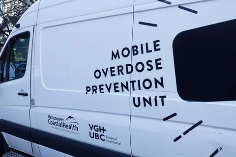 Mobile Overdose Prevention Unit van operated by Vancouver Coastal Health an.. Stock Photos