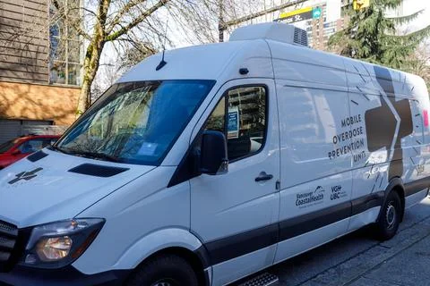 Mobile Overdose Prevention Unit van operated by Vancouver Coastal Health an.. Stock Photos