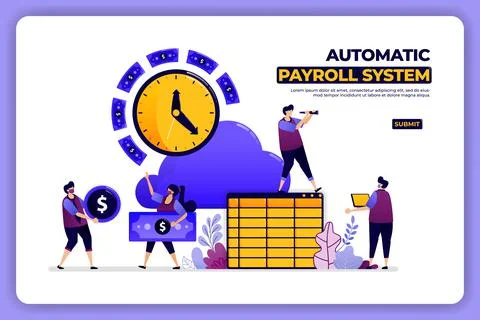 Mobile page design of automatic payroll system. banking paycheck accounting s Stock-Illustration